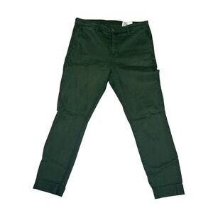 Cosmic Blue Love Womens‎ Stretch Cotton Blend Olive Green Cropped Chino Pants 30